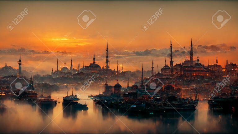 vista panoramica de estambul al atardecer